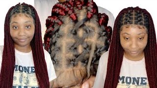 Amazon criss cross 36 inch box braids full lace wig  Fechior hair [upl. by Tabib]