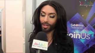 Interview Conchita Wurst in Copenhagen Eurovision 2014 Austria [upl. by Carolan517]