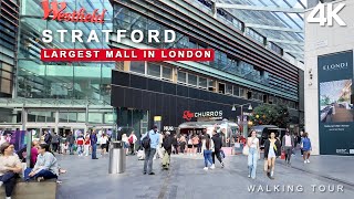 Londons Largest Mall Inside Westfield Stratford 4K Walking Tour [upl. by Kcirddor677]