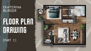 HOW TO DRAW A FLOOR PLAN in Procreate Part 1 [upl. by Arnoldo]