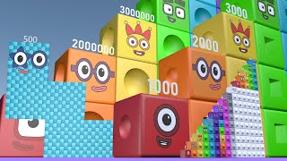 Numberblocks Puzzle Step Squad 500 500000 25000000 MILLION BIGGEST Numberblocks Number Pattern [upl. by Fotinas]