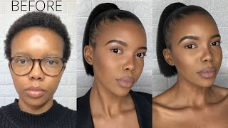 HOW TO DO A BLUNT CUT PONYTAIL ON SHORT NATURAL HAIR R100  US 573  4C HAIR  NO HEAT [upl. by Garry868]