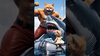 Cute Baby Cat help sad Father Shark Fighting hybrids❤️ytshorts animals kidshybridsshorts [upl. by Cale620]