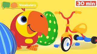 Learning First Words w Larry  Sensory Stimulation for Babies  Vocabulary for Kids  Vocabularry [upl. by Suu]