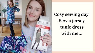 Sew a cosy jersey tunic dress with me  Relaxed sewing day vlog  Sewing with knit fabric [upl. by Danby]