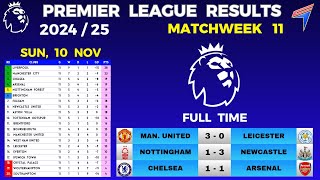 EPL RESULTS TODAY  Matchweek 11 • EPL Table Standings Today • Premier League Table 202425 • 10 Nov [upl. by Akinak]