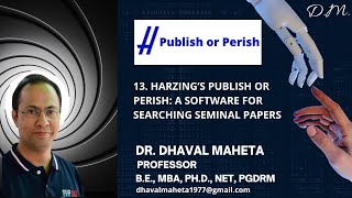 13 Harzings Publish or Perish A software for searching Seminal Papers  Dr Dhaval Maheta [upl. by Rask]