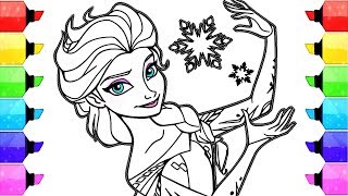 Elsa Frozen Disney Coloring Book Pages  How to Draw and Color Elsa Frozen Disney Paint Markers [upl. by Hartman]