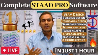 Complete staad pro v8i software in one hour  Building design  Beginner to Expert Level [upl. by Fugate932]