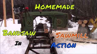 Homemade Bandsaw Sawmill In Action [upl. by Tdnaltroc768]