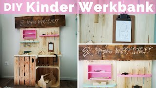 DIY Kindermöbel  Werkbank aus Holzkisten für Kinder selber bauen  Kinderwerkbank Holzkisten Möbel [upl. by Francyne402]