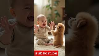 Baby and Dog Cat Reaction Video shorts babydog babydoge babycat tinyhouse tinyzone [upl. by Seiter]