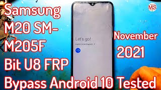 Samsung M20 SMM205F Bit U8 FRP Bypass Android 10 Tested  November 2021 [upl. by Pelligrini]