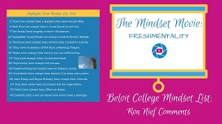 BELOIT COLLEGE MINDSET LIST Ron Nief Comments [upl. by Laurentium]