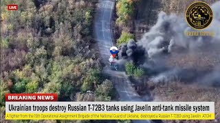 Ukrainian troops destroy Russian T72B3 tanks using Javelin antitank missile system [upl. by Campball]