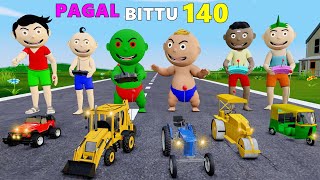 Pagal Bittu Sittu 140  Jcb Tractor Wala Cartoon  Gadi Wala Cartoon  Bittu Sittu Toons [upl. by Humble424]