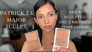 PATRICK TA MAJOR SCULPT BRONZER DUO  She’s Sculpted amp She’s Bronzed Shade Comparison  Olive Skin [upl. by Amerd]