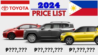 TOYOTA CARS PRICE LIST PHILIPPINES 2024 [upl. by Musihc]