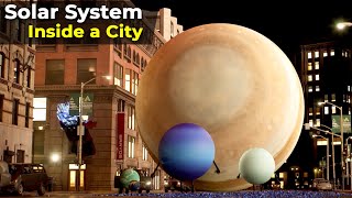 If the Solar System Fit Inside a City  Solar system size comparison  first person view [upl. by Katlin230]