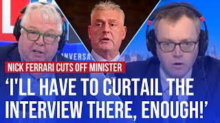 Nick Ferrari cuts off minister for refusing to condemn Lee Andersons Islamophobia  LBC [upl. by Cleodal]