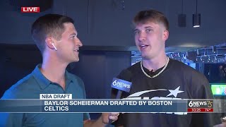 Baylor Scheierman speaks to WOWT moments after being drafted by Boston Celtics [upl. by Kinelski285]