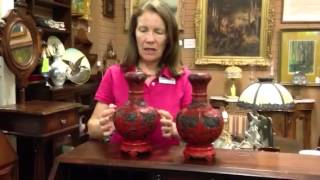 Asian Antiques Antique Chinese lacquer cinnabar vases from our antiques mall at Gannons Antiques [upl. by Niattirb257]