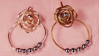 Rose earrings DIY 玫瑰花耳環手做  super easy do 超容易做  trendy and beautiful earrings 創新又美麗的耳環 [upl. by Navarro]