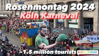 RosenMontag Köln Karneval 2024  4K 60fps  1 Million tourists  300 Tons of sweets  Cologne 🇩🇪 [upl. by Eibob]