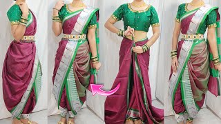 KHAN SAREE DRAPING IN DHOTI STYLEDHOTI SAREE DRAPING TUTORIALSTEP BY STEP [upl. by Ody]