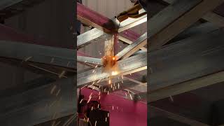 Installing Roof Truss welding satisfying shorts welder [upl. by Lilybel]