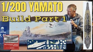 1200 Yamato Battleship BUILD PART 1 Trumpeter Monochrome モノクローム 1200 大和 quotThe Ships Boatsquot [upl. by Kast]