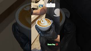 Lets Barista Practice Swan Latte  latte art tutorial swan 🦢💯  latte art  short new latte art [upl. by Nwahsd498]