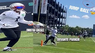 Rookie Christian Gonzalez gets WELCOMED to the NFL by Devante Parker  Patriots Training Camp 😰 [upl. by Cynthea]