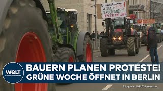 BAUERNPROTESTE Aktion von Landwirten geplant Grüne Woche öffnet  Vertreter der Ampel kommt [upl. by Nojram]