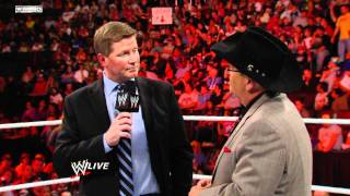 Raw  Interim GM John Laurinaitis fires Jim Ross [upl. by Kcired239]