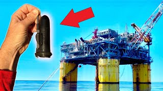 Crazy Footage Of A Fishing Camera Dropping Under An Active Oil Rig [upl. by Ellevart]