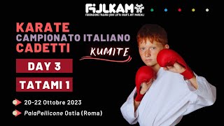 Karate  Campionato Italiano Cadetti 2023  Day3 Kumite  Tatami1 [upl. by Arta]