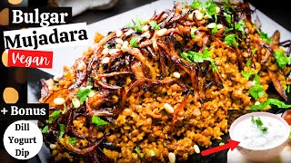 MUJADARA RECIPE WITH BULGAR  Bulgar with Lentils and Caramelised Onions  Vegan Bulgar Mujadara [upl. by Akli]