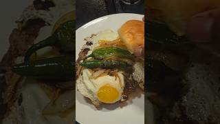 Eggs Serrano peppers burger🔥🍔 BurgerGoals trending youtubeshorts fyp viral homemadeburger [upl. by Juley]