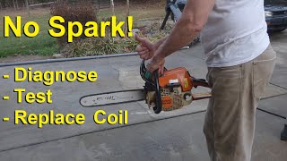 Chainsaw Wont Start  No Spark  How to DIAGNOSE  TEST amp INSTALL an IGNITION COIL [upl. by Ajiak392]