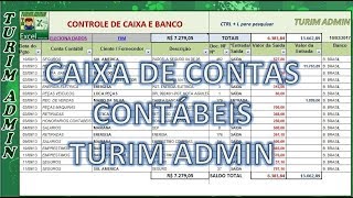 Planilha de controle Fluxo de Caixa e movimento Banco com contas contábeis  R 5000  TURIM ADMIN [upl. by Eeclehc476]