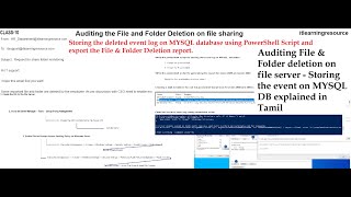 18Auditing File amp Folder deletion on file server  Storing the event on MYSQL DB explained in Tamil [upl. by Philippa818]