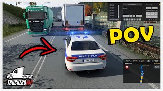 POV  Driving a Police Car at Euro Truck 2 Multiplayer  TruckersMP [upl. by Templer]