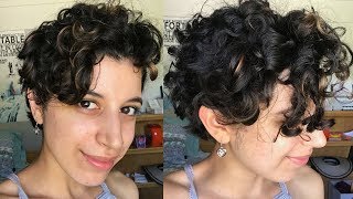 Short Curly Hair Routine  Long Pixie Cut [upl. by Leigha]