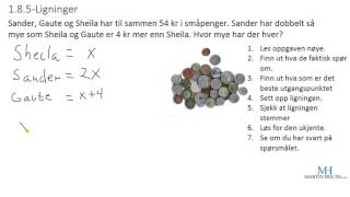 Matematikk 1P  Ligninger med tekstoppgave  185 [upl. by Aeniah]