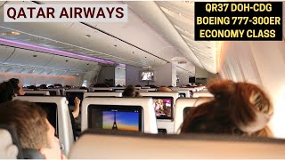 QATAR AIRWAYS QR37 Doha DOH ✈ Paris CDG Boeing 777300ER Economy Class Flight Report 32 [upl. by Ailadi224]