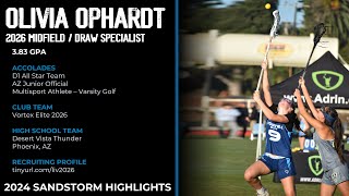 Olivia Ophardt 2026 Midfield  Draw Specialist Marist 30  SandStorm Highlights 2024 [upl. by Toft]