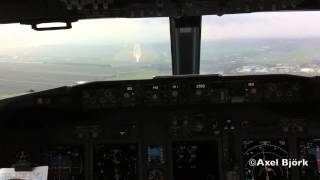 KLM Boeing 737700 landing in Amsterdam Cockpit view [upl. by Gnof]