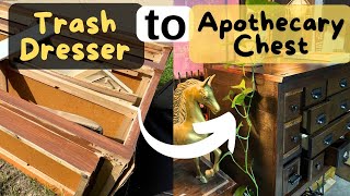 Nasty TRASHED FURNITURE MAKEOVER into APOTHECARY CHEST [upl. by Tekcirk566]