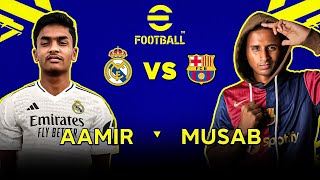 EFOOTBALL 25 MOBILE  Real Madrid vs FC Barcelona  1v1 Challenge  Musab vs Aamir  4K 60 fps [upl. by Oirretna937]